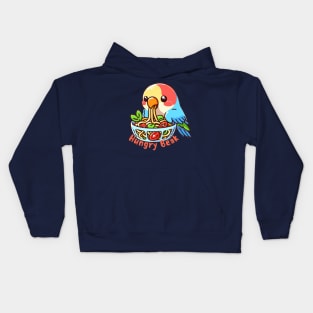 Pasta parrot eating spaghetti Kids Hoodie